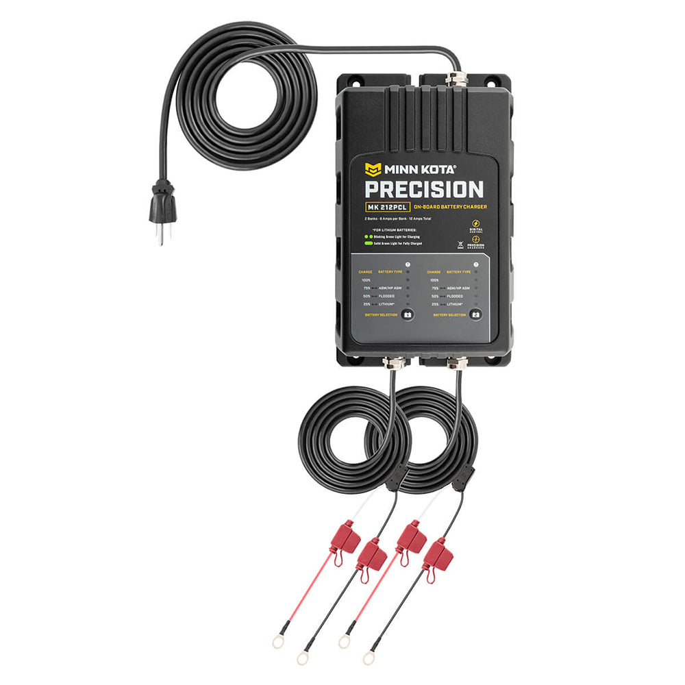 Minn Kota On-Board Precision Charger MK-212 PCL 2 Bank 6 Amp Lithium-Optimized Charger