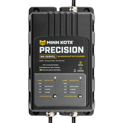 Minn Kota On-Board Precision Charger MK-220 PCL 2 Bank 10 Amp Lithium Optimized Charger