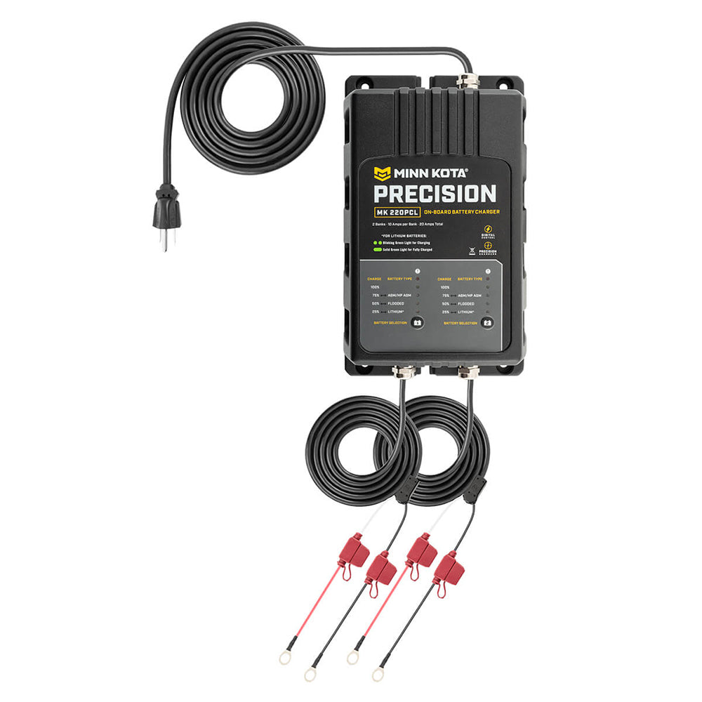 Minn Kota On-Board Precision Charger MK-220 PCL 2 Bank 10 Amp Lithium Optimized Charger