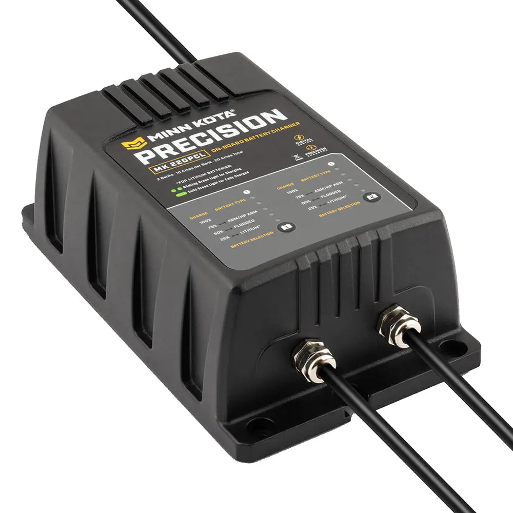 Minn Kota On-Board Precision Charger MK-220 PCL 2 Bank 10 Amp Lithium Optimized Charger