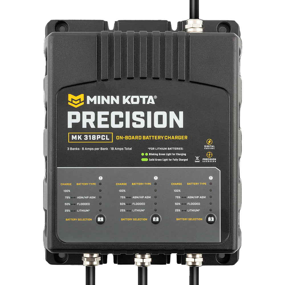 Minn Kota On-Board Precision Charger MK-318 PCL 3 Bank 6 Amp Lithium-Optimized Charger