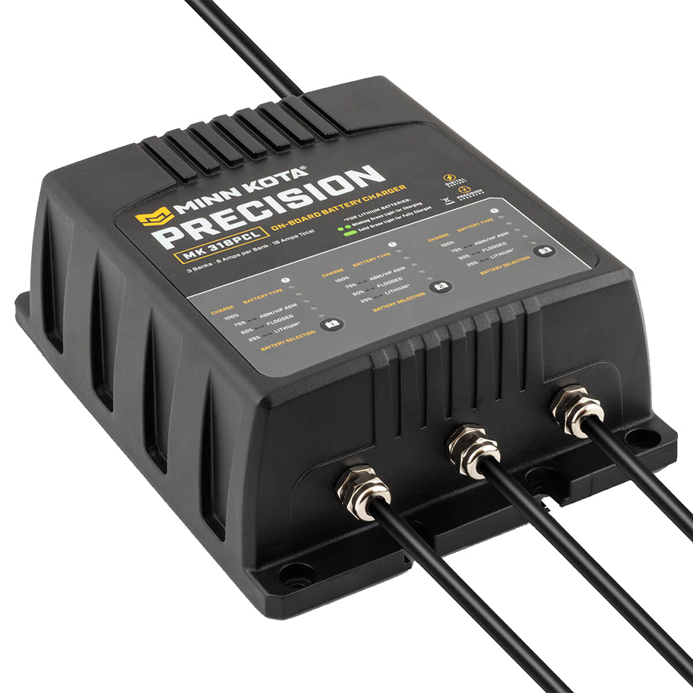 Minn Kota On-Board Precision Charger MK-318 PCL 3 Bank 6 Amp Lithium-Optimized Charger