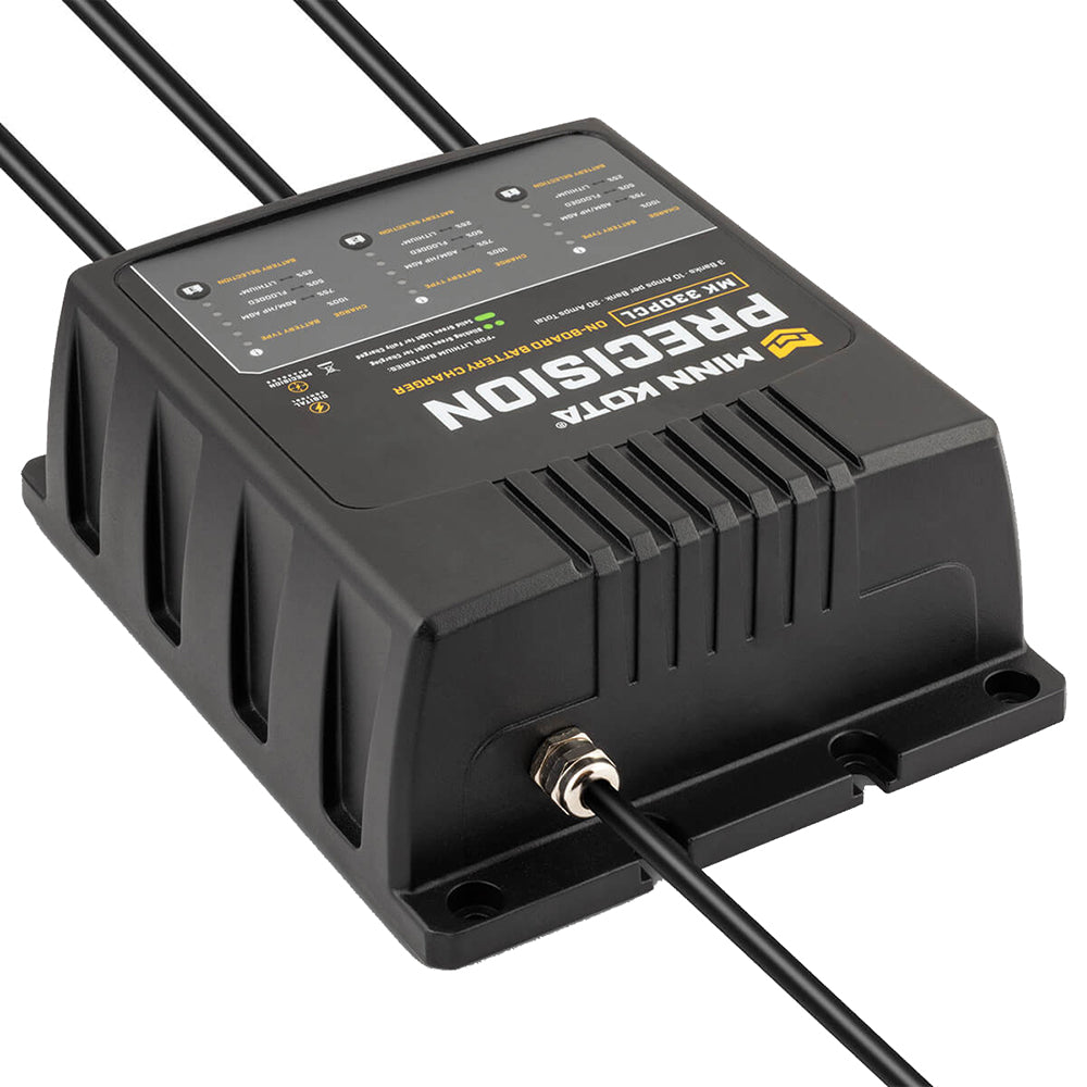 Minn Kota On-Board Precision Charger MK-330 PCL 3 Bank, 10 Amp Lithium-Optimized Marine Battery Charger
