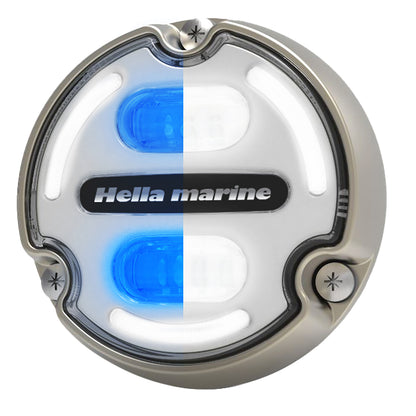 Hella Marine Apelo A2 Blue White Underwater Light – 3000 Lumens, Bronze Housing with White Lens and Edge Light