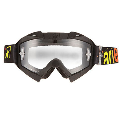 Ariete 14001-SFB MX Adrenaline Senior Fluorescent Yellow and Red Motocross Goggles