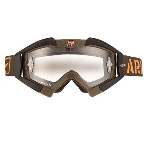 ARIETE 13950-VN15 MX Riding Crows Green and Black Motocross Goggles