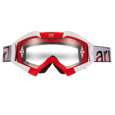 Ariete 13950-RB15 MX Riding Crows Red and White Motocross Goggles
