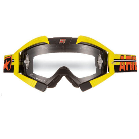Ariete 13950-TNGO MX Goggles Riding Crows Top Black with Yellow Outriggers