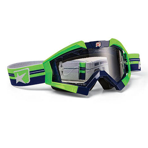 Ariete 13950-TANV MX Goggles Riding Crows Top White with Blue Outriggers