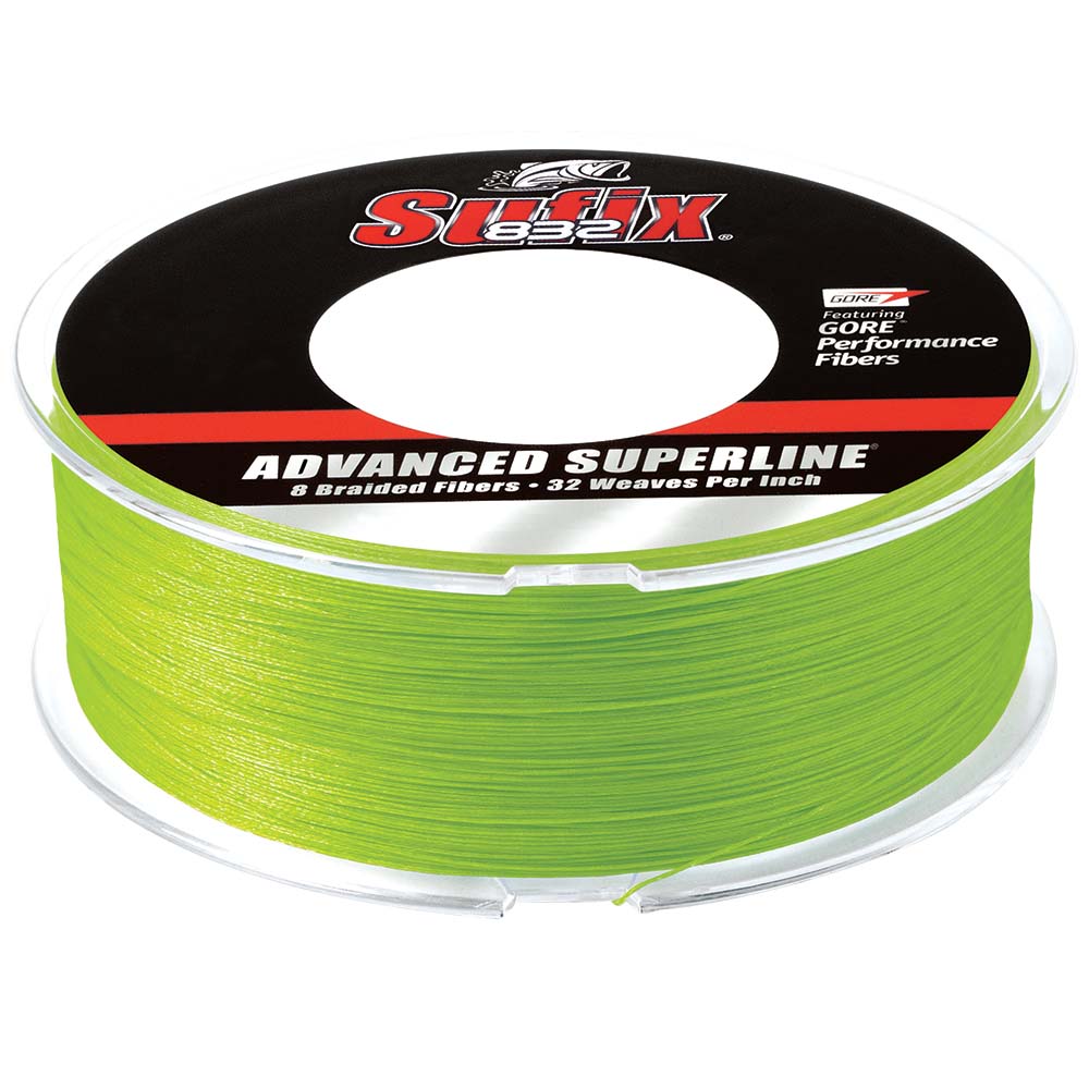 Sufix 832 Advanced Superline Braid - 15lb Neon Lime, 600 Yards
