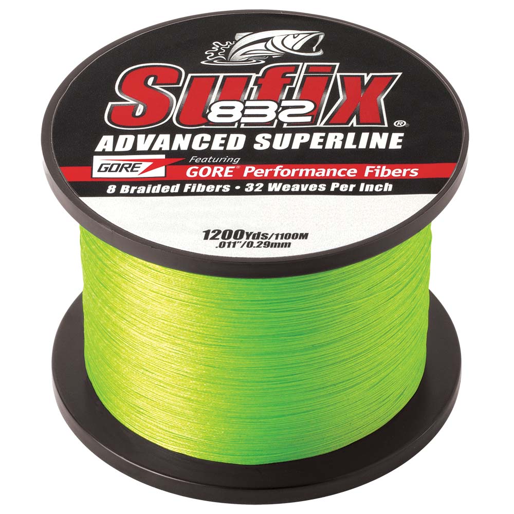 Sufix 832 Advanced Superline Braid - 15lb Neon Lime - 1200 Yards