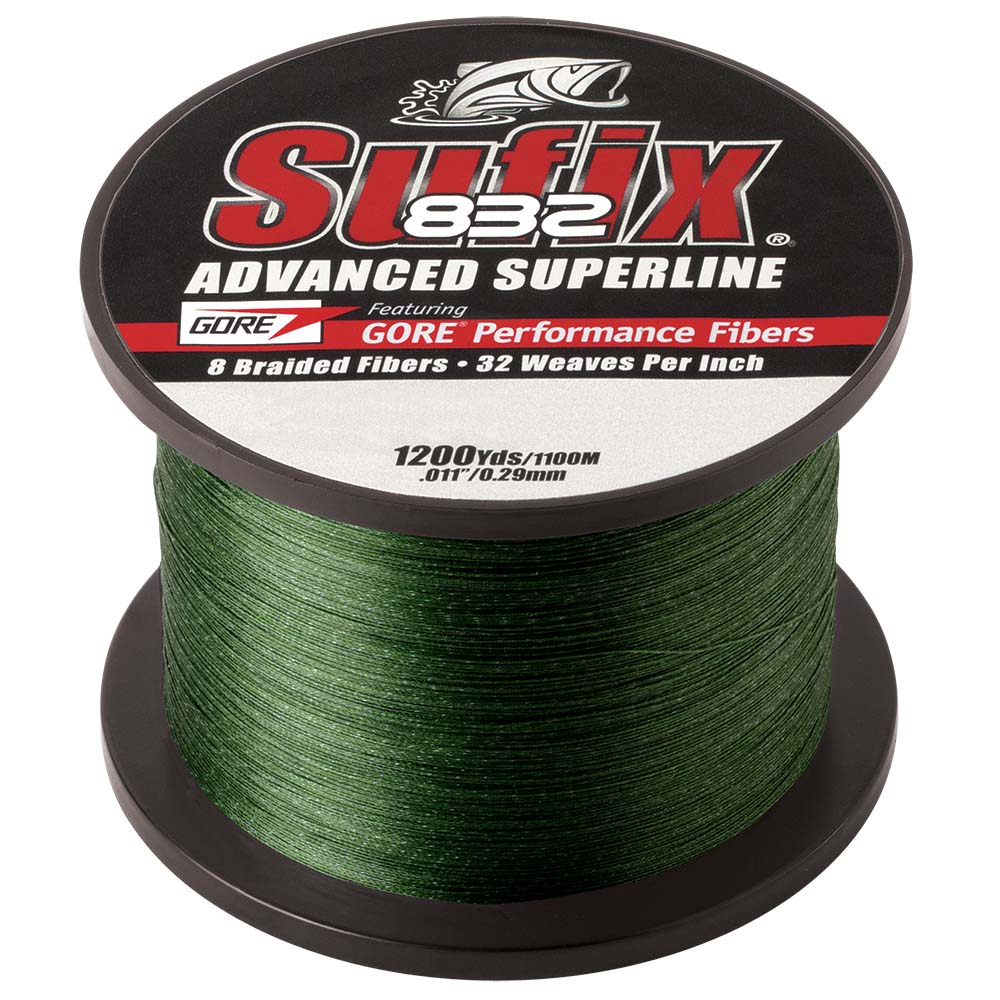 Sufix 832 Advanced Superline Braid - 30lb Test, Low-Vis Green, 1200 Yards