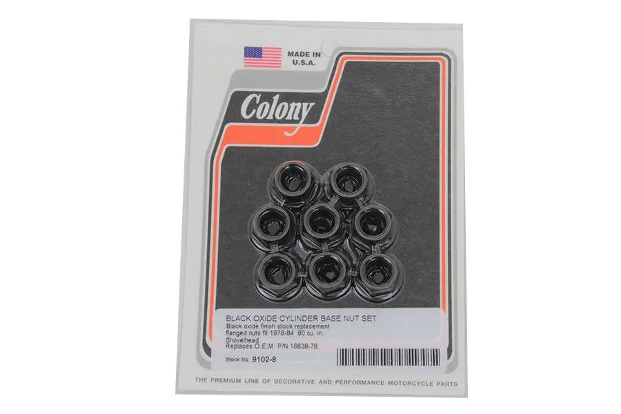 Colony Black Cylinder Base Nut for Harley Davidson FL and FX Models by Colony