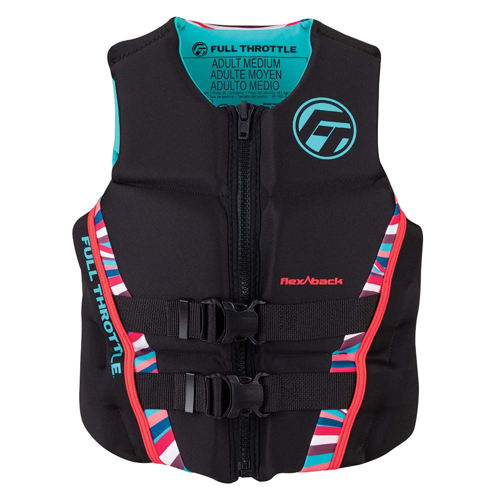 Full Throttle Women's Rapid-Dry Flex-Back Life Jacket - XS Pink and Black