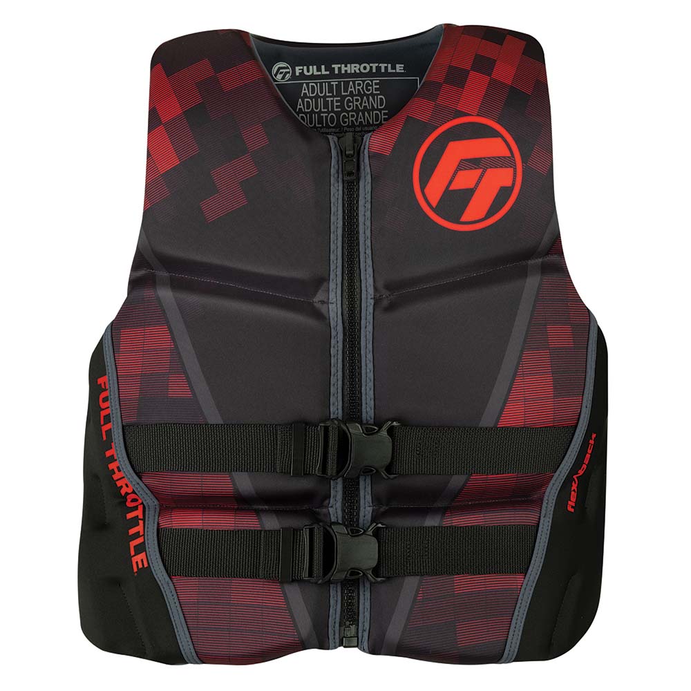 Full Throttle Men's Rapid-Dry Flex-Back Life Jacket - Medium, Black and Red