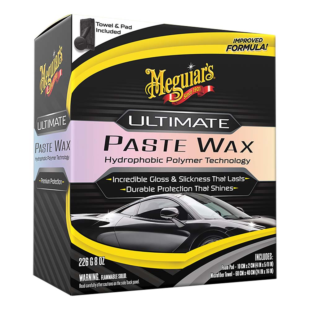Meguiar's Ultimate Paste Wax G210608 - Long-Lasting Synthetic Car Wax for Deep Gloss and Water Beading