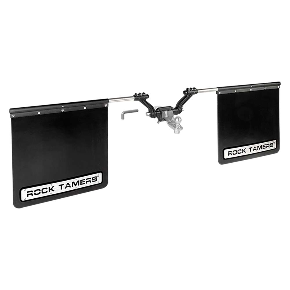 ROCK TAMERS 3-Inch Hub Mudflap System with Matte Black Finish and Stainless Components