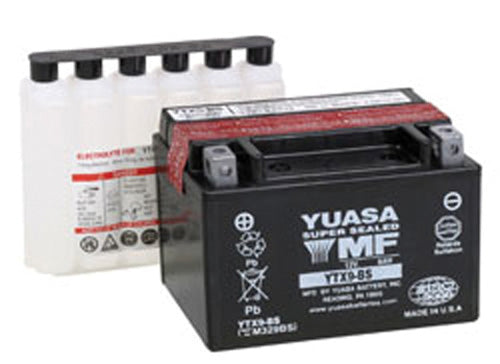 YUASA YTX9-BS Maintenance-Free 12V Motorcycle Battery with Part Number YUAM329BSIND