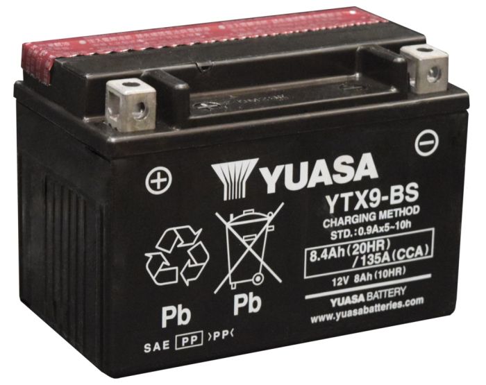 YUASA YTX9-BS Maintenance-Free 12V Motorcycle Battery with Part Number YUAM329BSIND