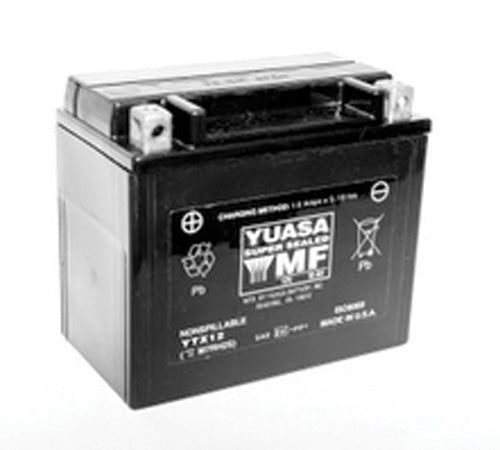 YUASA YTX12 Factory Activated Maintenance-Free 12V Battery - Reliable Power for Your Vehicle