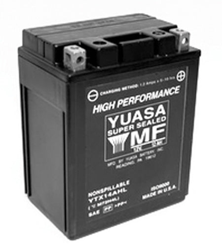 YUASA YTX14AHL Factory Activated Maintenance-Free 12 Volt Motorcycle Battery