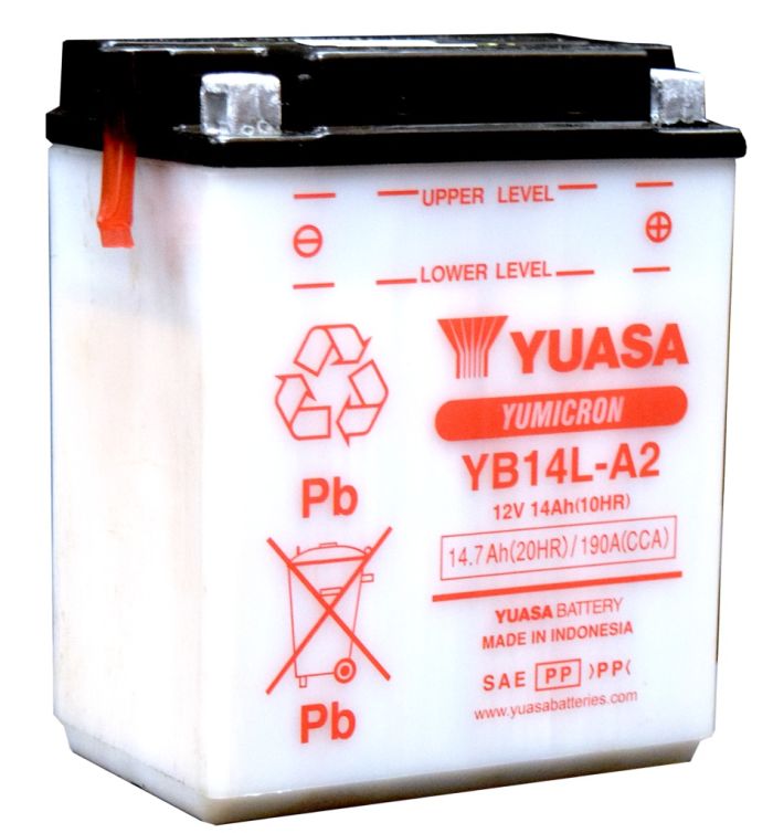YUASA YUAM2214YIND YB14L-A2 YUMICRON 12V Battery for Motorcycle and Powersport Vehicles