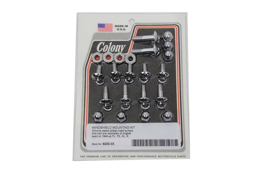 Colony Windshield Mounting Screw Set Chrome for Harley Davidson FL (1949-1958) by Colony