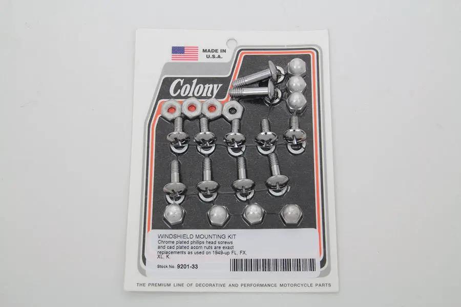 Colony Windshield Mounting Screw Set Cadmium for Harley Davidson FL (1949-1958) by Colony