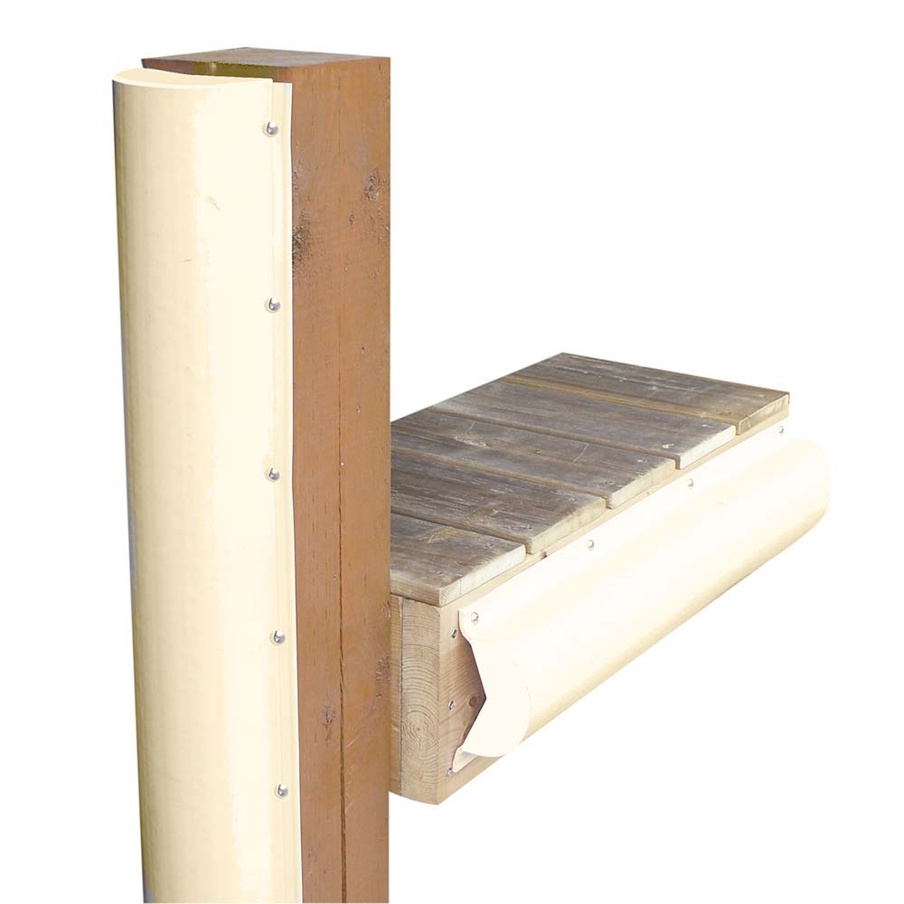 Dock Edge Piling Bumper - One End Capped - 6 ft Beige - Marine Grade PVC Construction