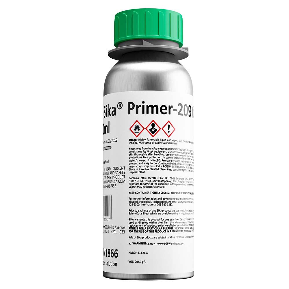 Sika Primer-209 D Black 250ml Bottle for Enhanced Plastic and Paint Adhesion