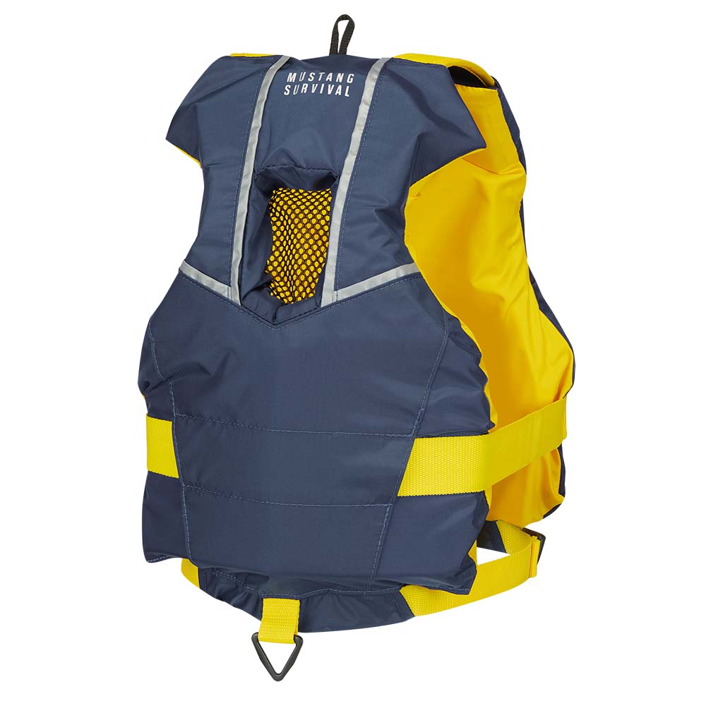 Mustang Survival Youth Bobby Foam Vest - Yellow/Navy, Adjustable PFD for Young Sailors and Paddlers