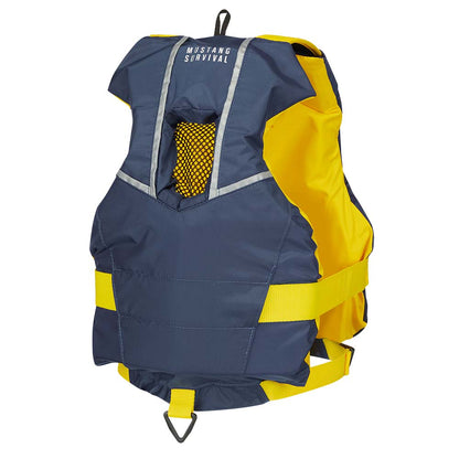 Mustang Survival Youth Bobby Foam Vest - Yellow/Navy, Adjustable PFD for Young Sailors and Paddlers