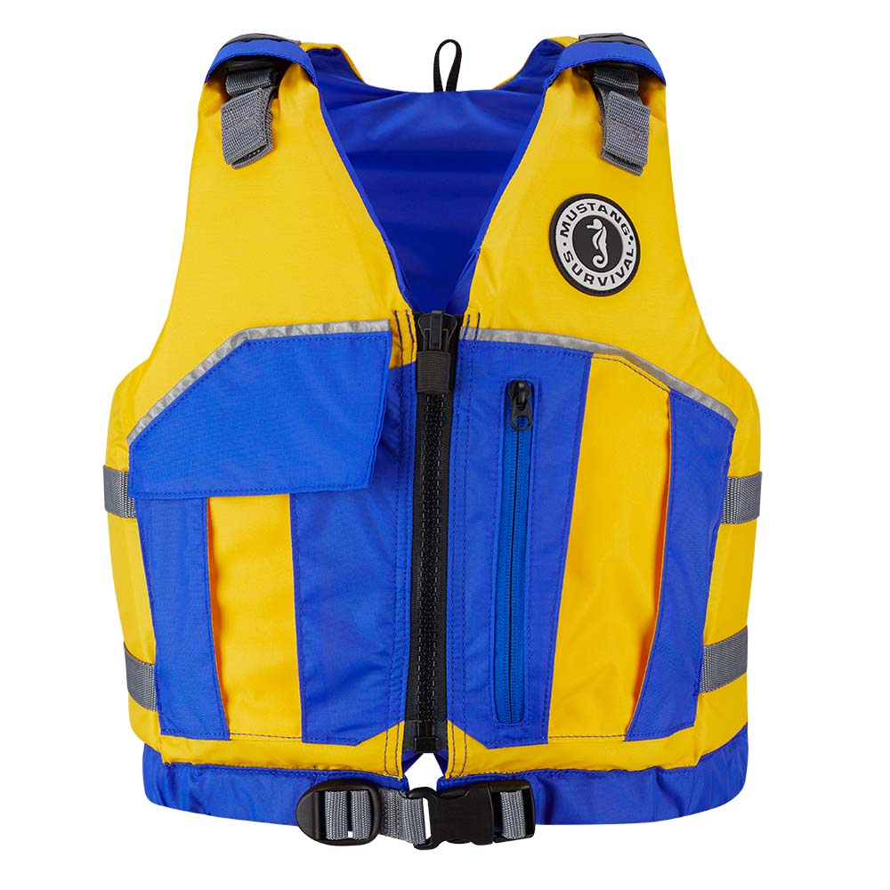 Mustang Survival Youth Reflex Foam Vest - Yellow and Royal Blue, Comfortable and Secure Fit for Kids