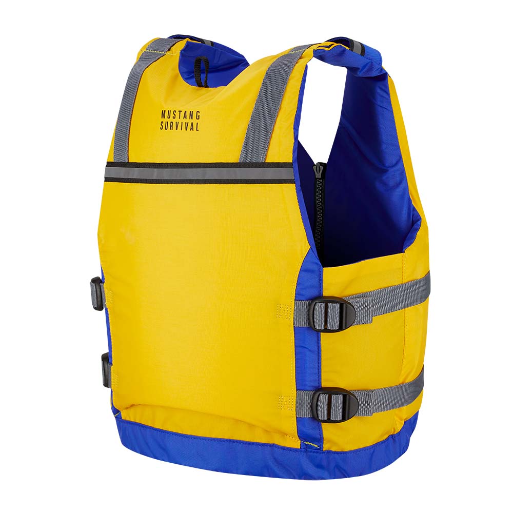 Mustang Survival Youth Reflex Foam Vest - Yellow and Royal Blue, Comfortable and Secure Fit for Kids