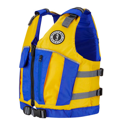 Mustang Survival Youth Reflex Foam Vest - Yellow and Royal Blue, Comfortable and Secure Fit for Kids