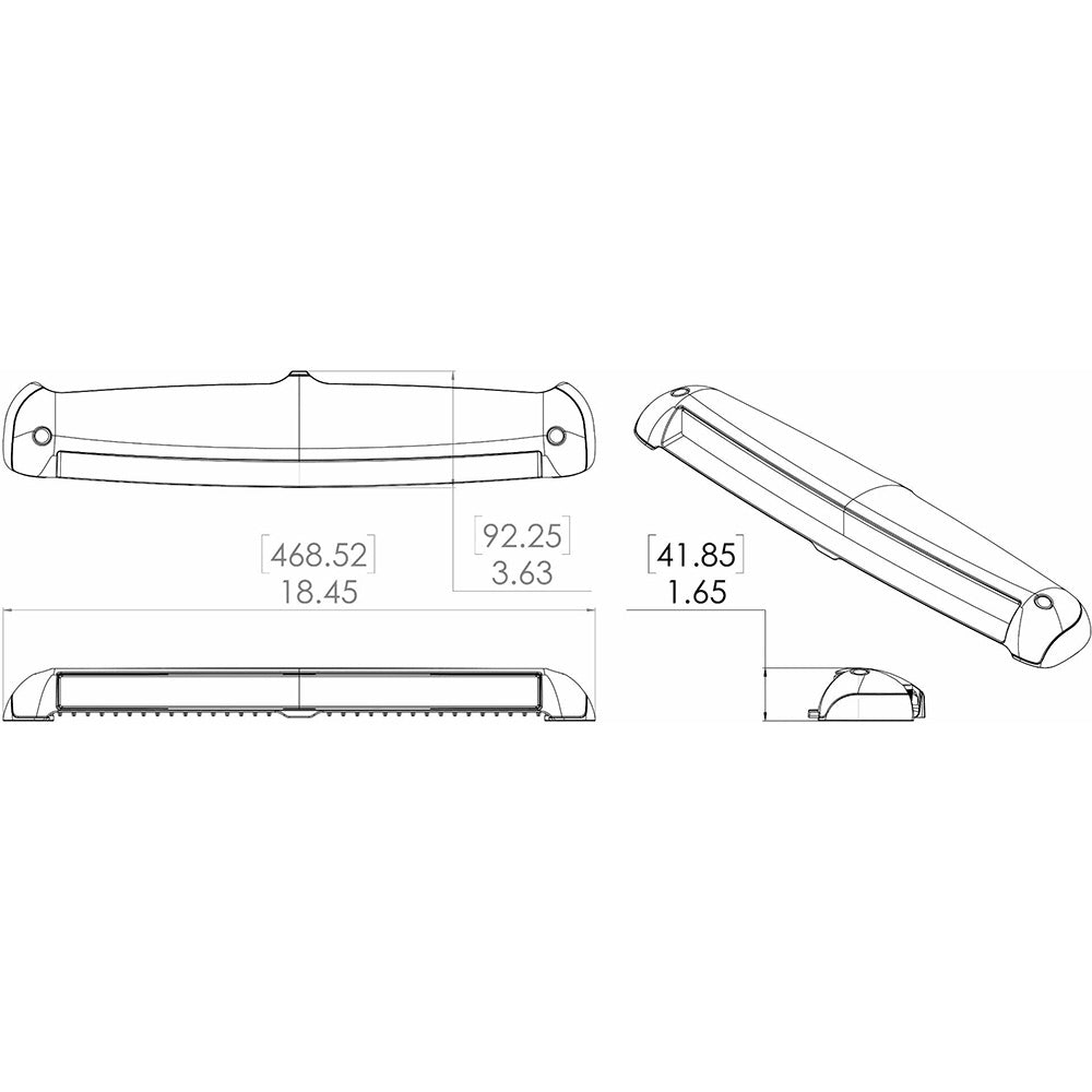 Lumitec Razor Light Bar Flood with White Housing and Inverted Logo - Flush Mount Design