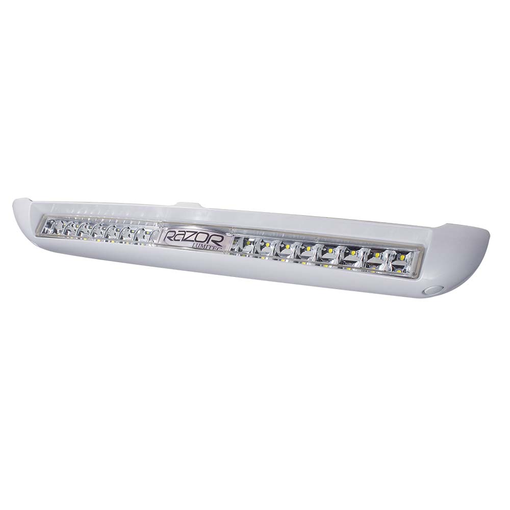 Lumitec Razor Light Bar Flood with White Housing and Inverted Logo - Flush Mount Design