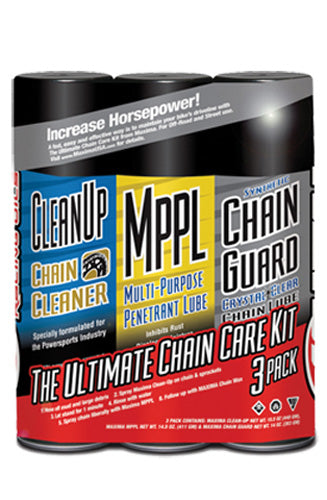 MAXIMA Ultimate Chain Care Kit with 3 Aerosol Spray Bottles - Part Number 70-779203