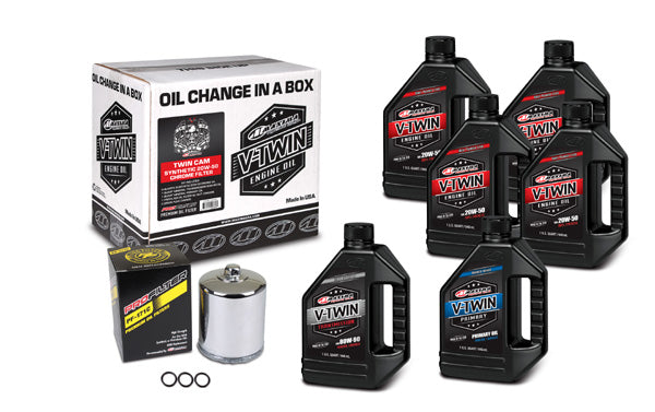 MAXIMA 90-119016PC V-Twin Synthetic Oil Change Kit with Chrome Filter for Twin Cam