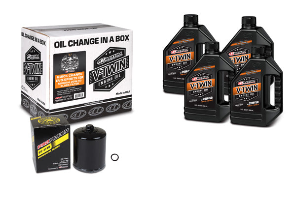 MAXIMA V-Twin Quick Change Kit Mineral Oil with Black Filter for EVO/Sportster