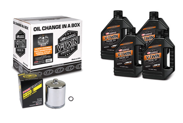 Maxima V-Twin Quick Change Oil Filter Kit with Chrome Filter for EVO and Sportster Models (Part #90-069014C)