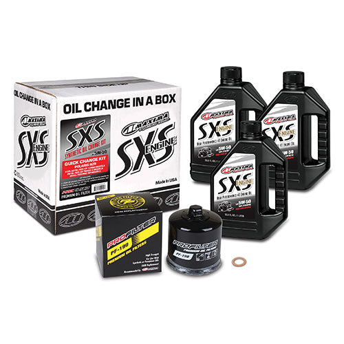 Maxima SXS Quick Change Kit 5W-50 Synthetic Oil with Black Filter - Easy Maintenance Solution