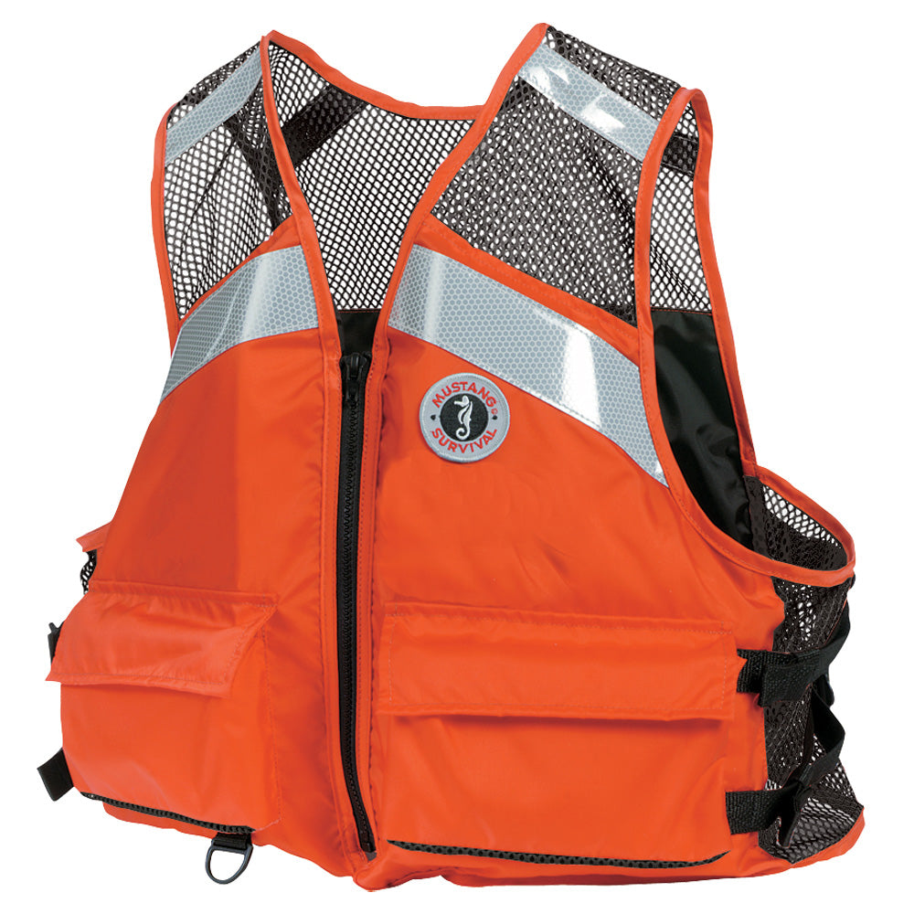 Mustang Survival Industrial Mesh Vest - Orange, XXL/3XL - High Visibility Safety Vest with Reflective Tape