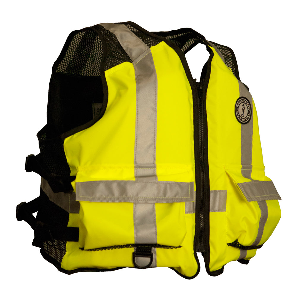Mustang Survival High Visibility Industrial Mesh Vest - Fluorescent Yellow/Green/Black, XXL/3XL
