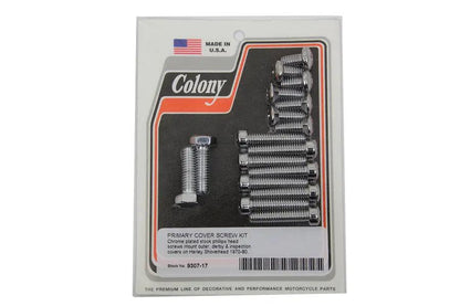 Colony Primary Cover Screw Kit with Chrome Finish for Harley Davidson FL Models by Colony