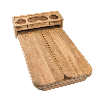 Whitecap Cockpit Table with Folding Leaves and Four Cupholders - Teak