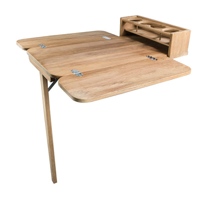 Whitecap Cockpit Table with Folding Leaves and Four Cupholders - Teak