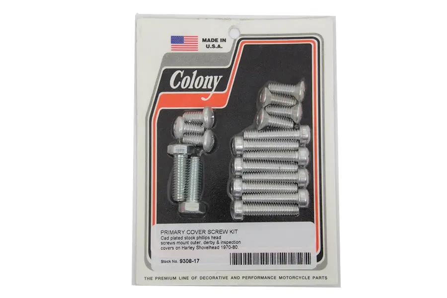 Colony Primary Cover Screw Kit with Cadmium Finish for Harley Davidson FL (1970-1979) by Colony