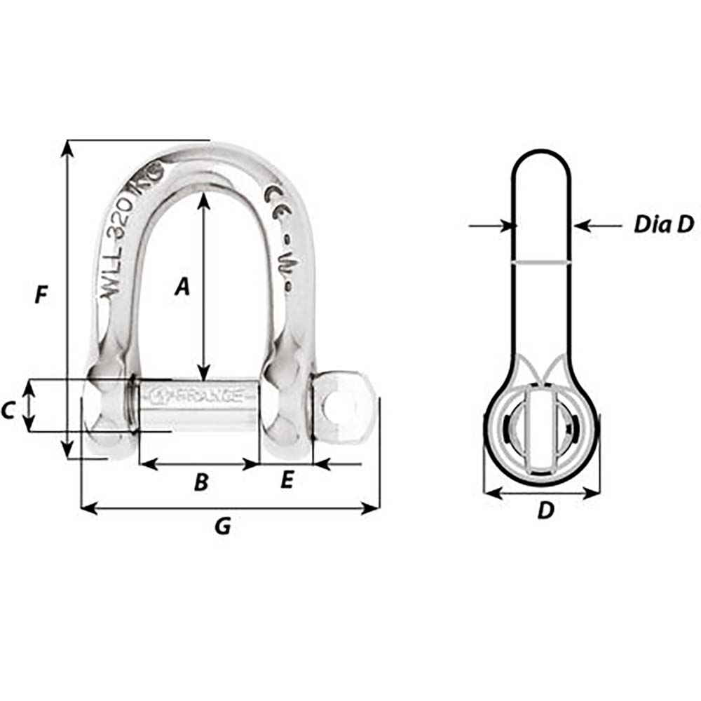 Wichard Marine Self-Locking D Shackle 5mm Diameter - Ideal for Industrial Lifting