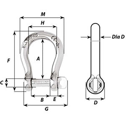 Wichard Marine Self-Locking Bow Shackle 12mm Diameter (Part #1246W)